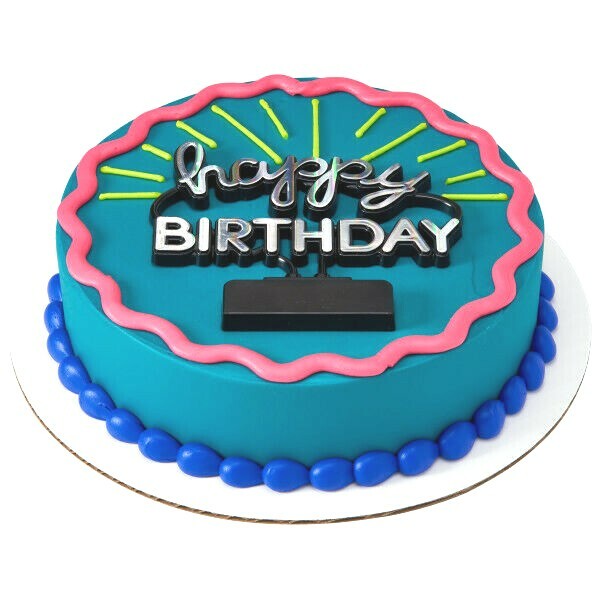 New Cake Topper Happy Birthday "Neon" Sign One Prismatic Lay-on Topper Free Ship gallery