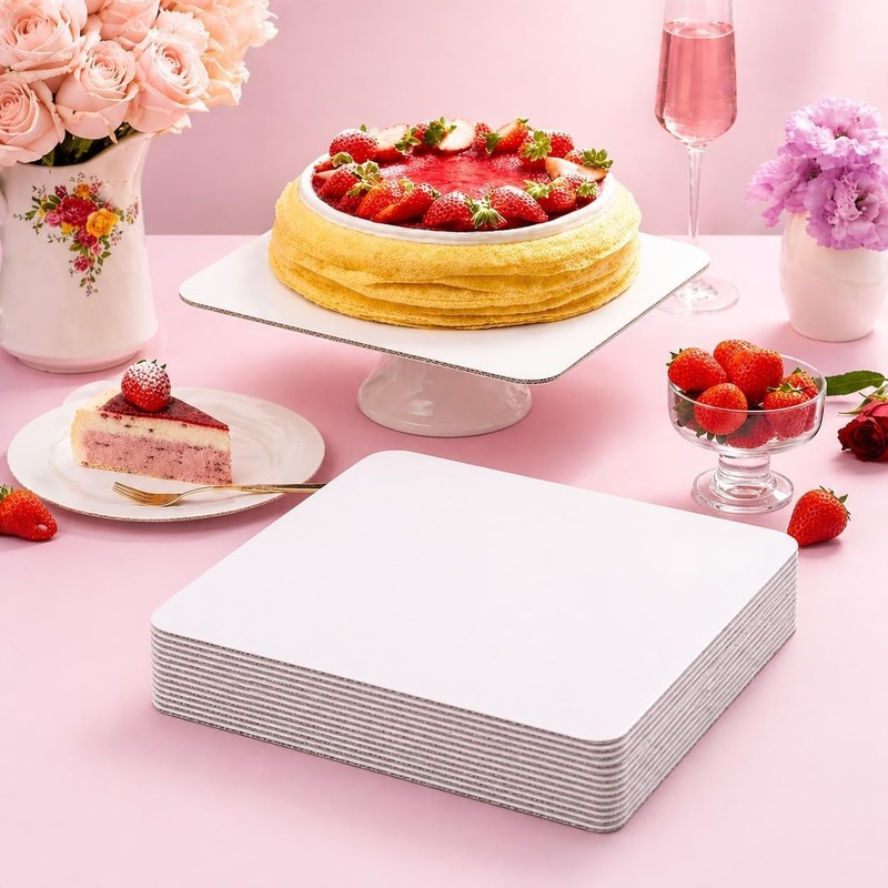 White 10 Inch Cake Boards 25-Packs Square Cake Boards Base Food-Grade Cardboa... gallery