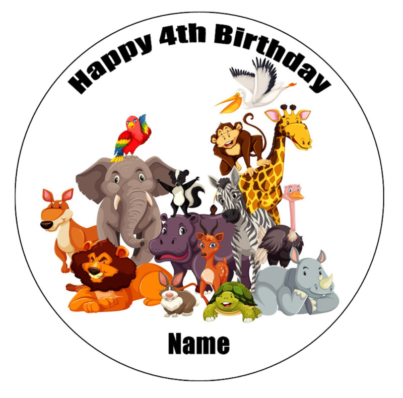 Jungle Animal Cake Topper Edible Icing Birthday Cake Decorations (5 Designs) #02