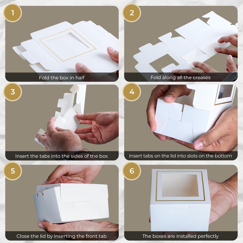White Bakery Boxes with Window 30pcs 4x4x2.5 Inches - Small 4 Inch Cake Treat... gallery