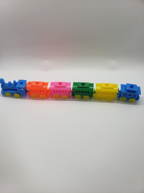 Multicolor Plastic Train Cake Toppers Set with Candles for Birthday