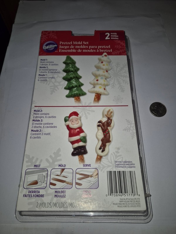 Wilton Pretzel Mold Christmas Trees Santa Reindeer DR48