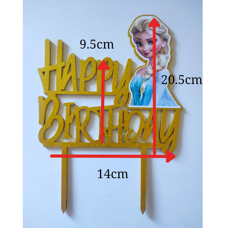 Wooden Frozen Cake Topper Kids Cake Decorations Happy Birthday Topper gallery
