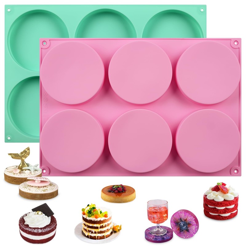 HUAKENER 2 Pcs Silicone Muffin Top Pans for Baking, 4 Inch Large, A 2Pcs