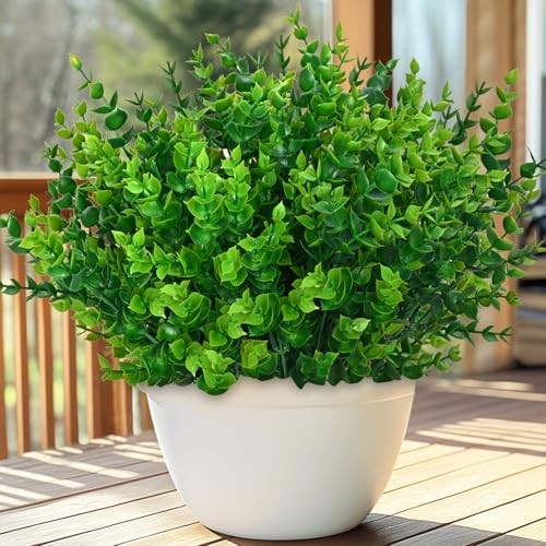 Artificial Flowers for Outdoors Fake Outdoor Flowers Fake 14 Bundles Green