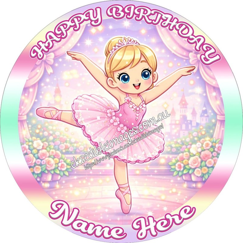 Ballerina Cute Edible Image Cake Cupcake Icing wafer Toppers 5-8 Inches