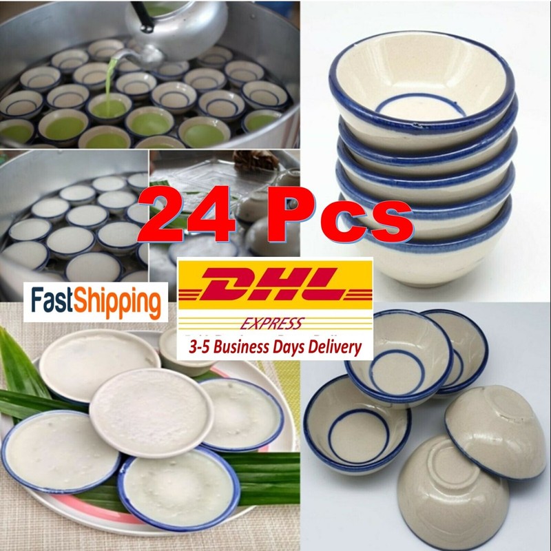 24 X Mini Bowl Ceramic Cup Thai Dessert Mold Steam Coconut Milk Multi-Purpose