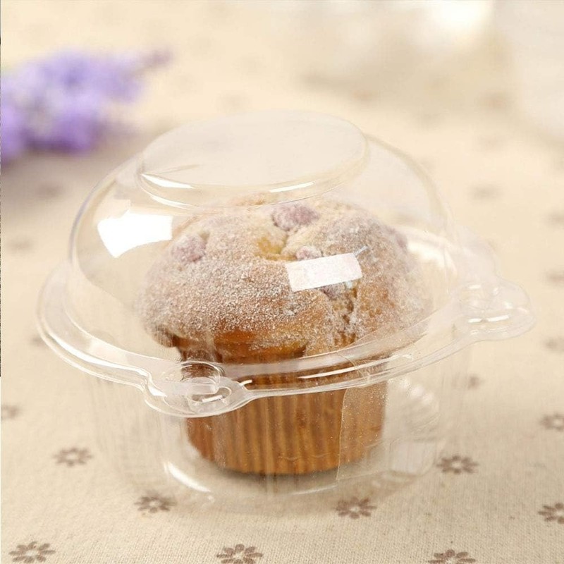 50 Count Classic White Disposable Cupcake Dome Holders for Muffin Displays gallery