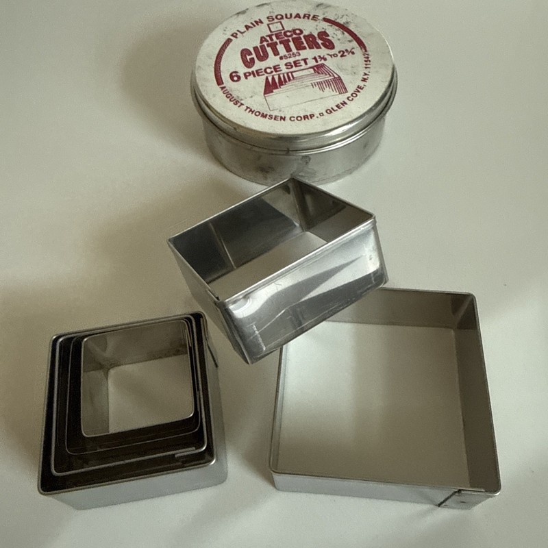 Ateco Cutters 6 Piece Set Square #5253 1 3/8 in to 2 5/8 in tin gallery