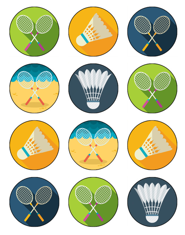 Badminton Edible Wafer Cupcake Toppers Sport Theme Birthday Party Decorations