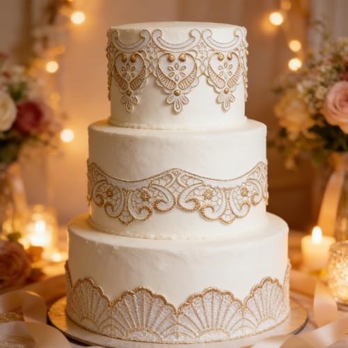 Baroque Embossed Cake Decorating Mold 3pcs, Lace Fondant Silicone Molds for gallery
