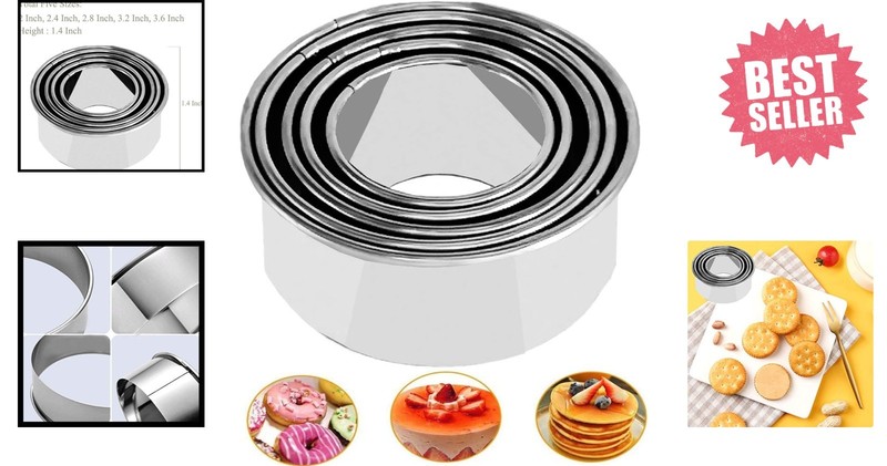 Set of 5 Round Edge Cookie Cutters – Stainless Steel Molds for Perfect Baking gallery