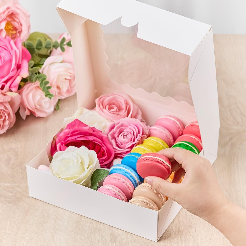 Kucoele 20 PCS Pie Boxes 9X9X2.5 Inches Bakery with Window Auto-Popup Cookie gallery