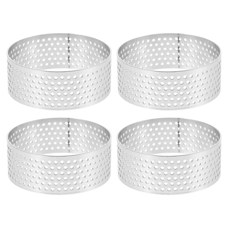 4pcs Perforated Tart : Stainless Steel Cake 2 Inch Round Mousse Molds