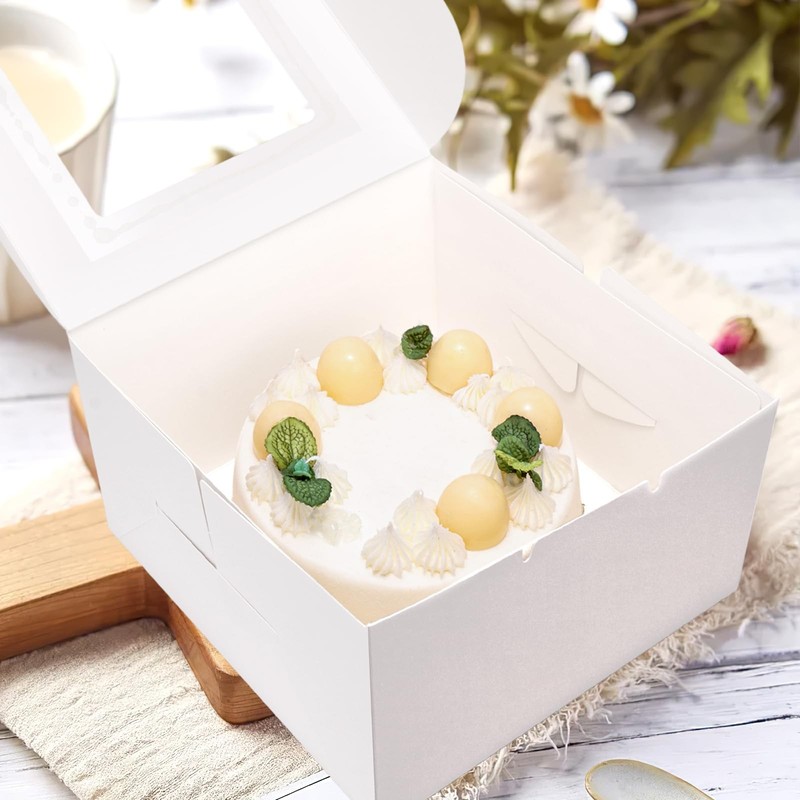 White Bakery Cake Pastry Box Container With Window 12 PCS Fits 8x8x5 Inch gallery