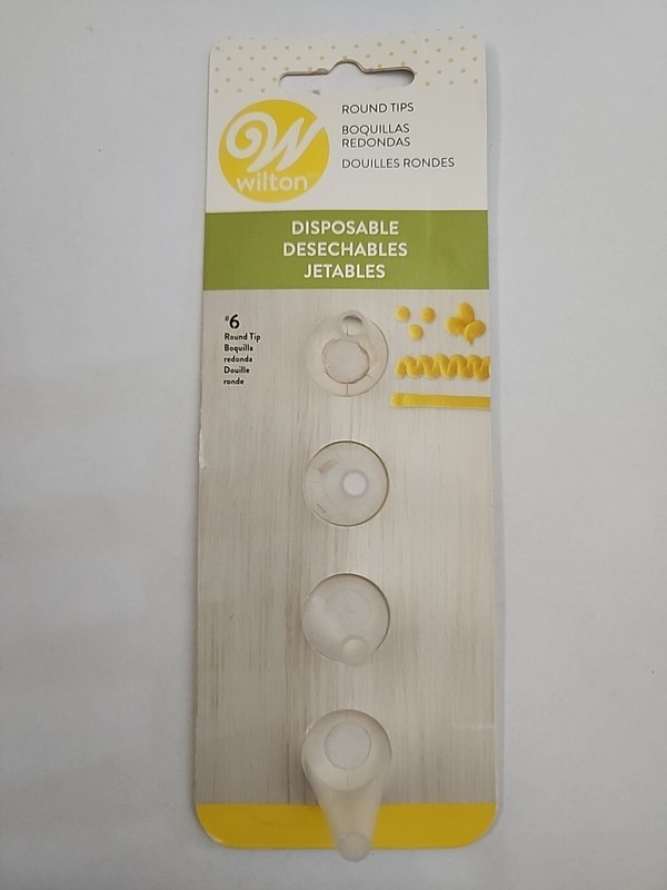 Wilton Round Tips Disposable Cake Tips 4 Piece No. 6 Clear