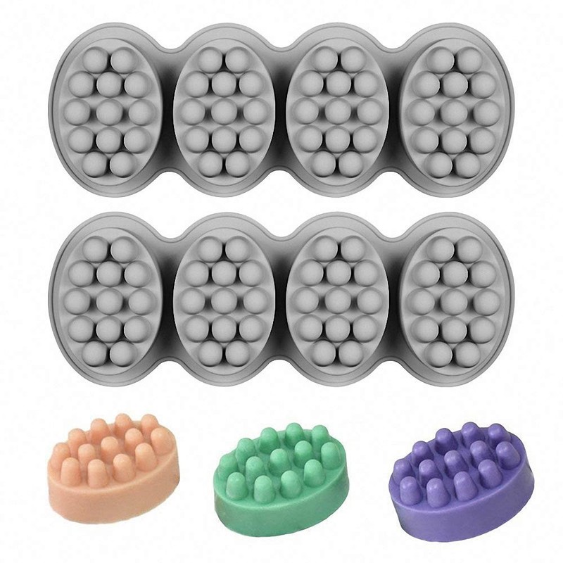 Fewo 2 Pcs Massage Bar Silicone Molds 4 Cavities 4.5oz Soap Purple, Green