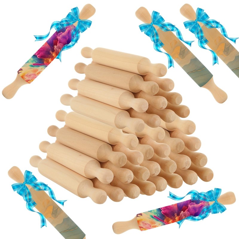 50 Pcs Mini Rolling Pin, 5.5 Inches Wooden Rolling Pins, Mini Rolling Pins Bu…