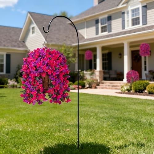Artificial Fake Hanging Flowers with Basket Rose Dark Lotus Color With Basket gallery