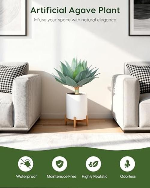 Outdoor Faux Plants UV Resistant Fake Agave Plant Artificial for Green-2 Pack gallery