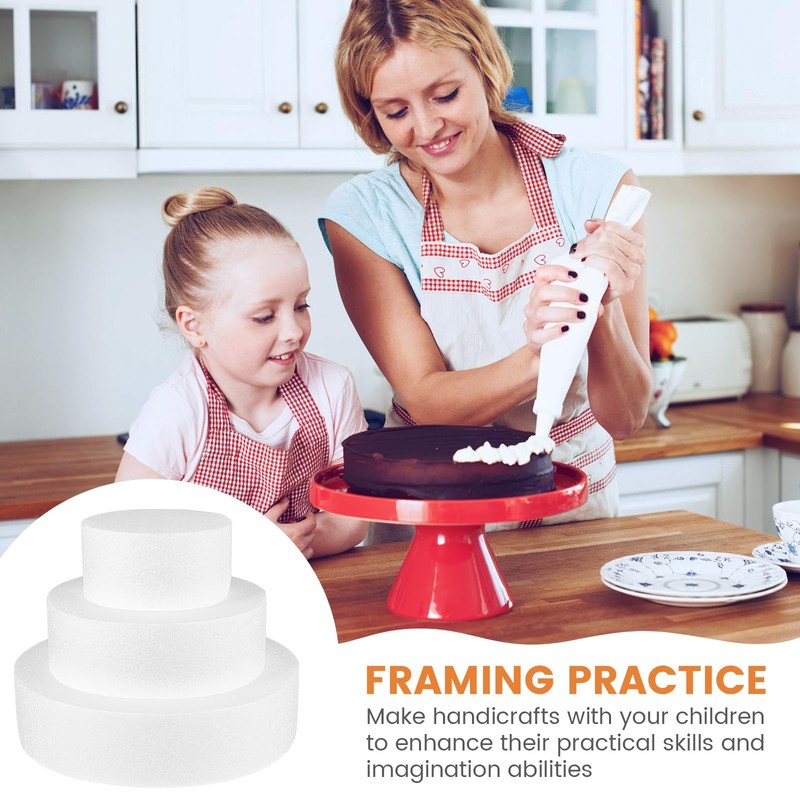 Set of 3 Foam Cake Dummies for Decorating - 4", 6", and 8" Round Faux Cakes P... gallery