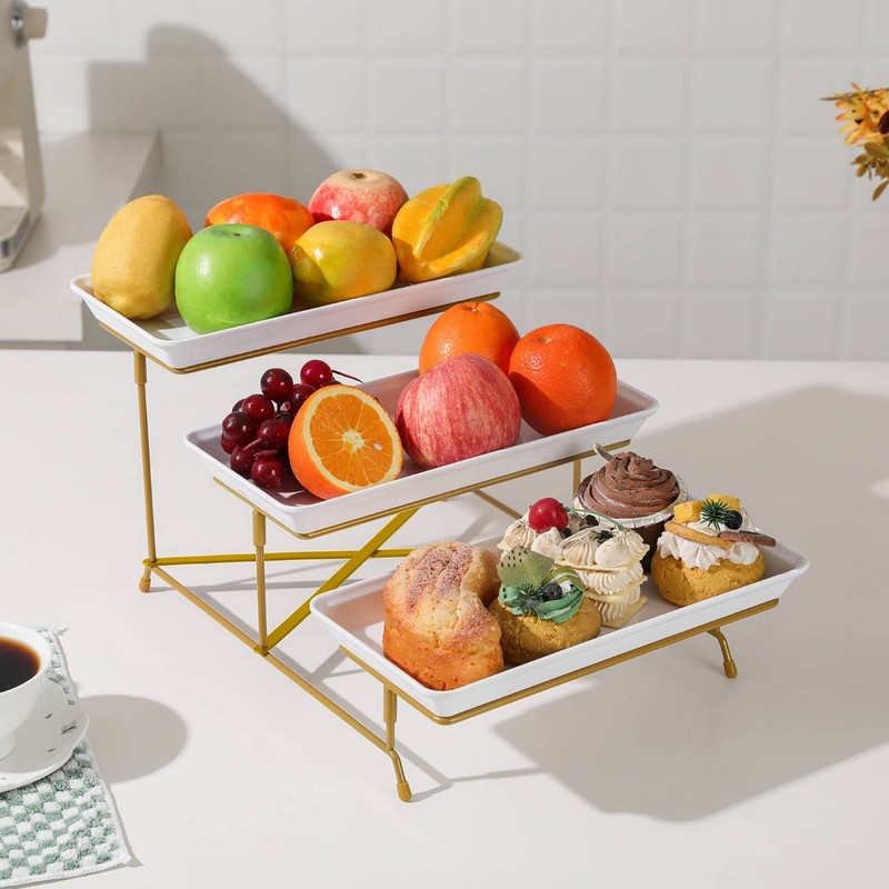 Three-Tier Dessert Stand Easy to Clean 3 Tier Serving Stand Elegant for Hotel gallery