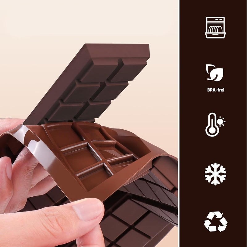 2PCS Chocolate Bar Mold Deep Silicone Candy Bar Mold Non Stick Candy 6-hole gallery