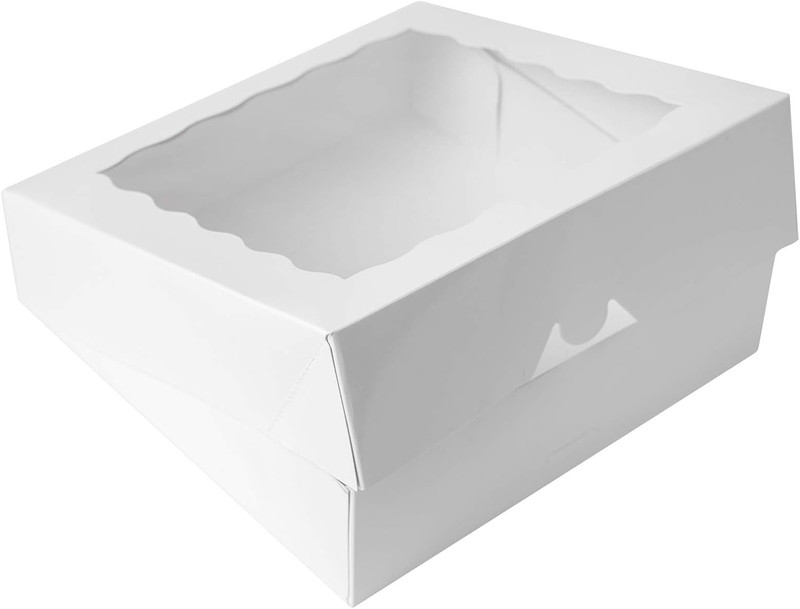 ONE MORE 9Inch White Cookie Bakery Boxes,Large Pie Boxes with PVC Window Natural gallery