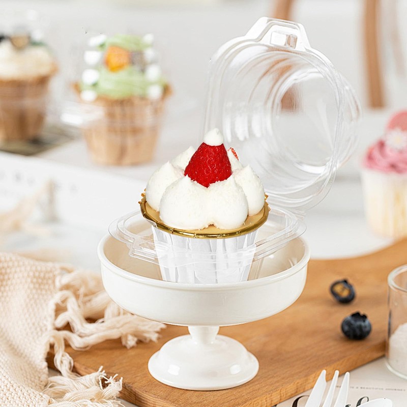100 Pcs Individual Cupcake Containers Clear Plastic Holders with Lids Spacious gallery
