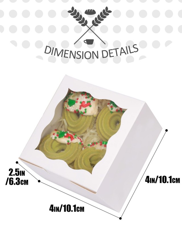200 PCS White Bakery Box Window 4x4x2.5 Inch Macaron Small Donut Pastry gallery