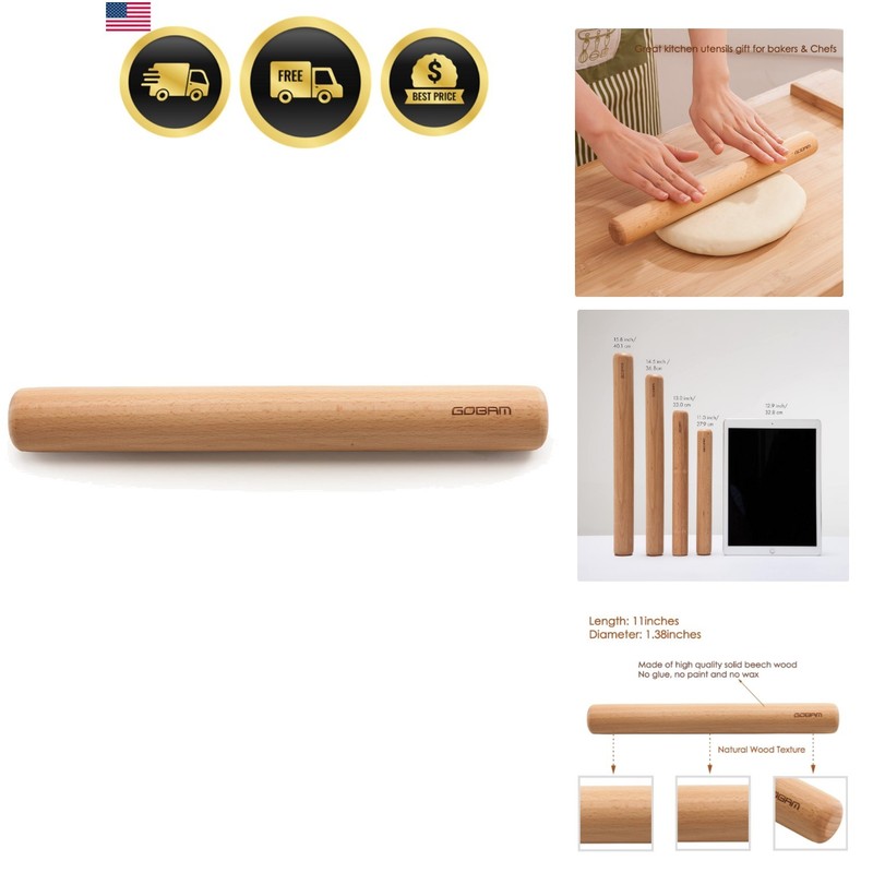 Wood Rolling Pin Small Dough Roller for Baking Cookies Pasta Pie Pizza Chapati