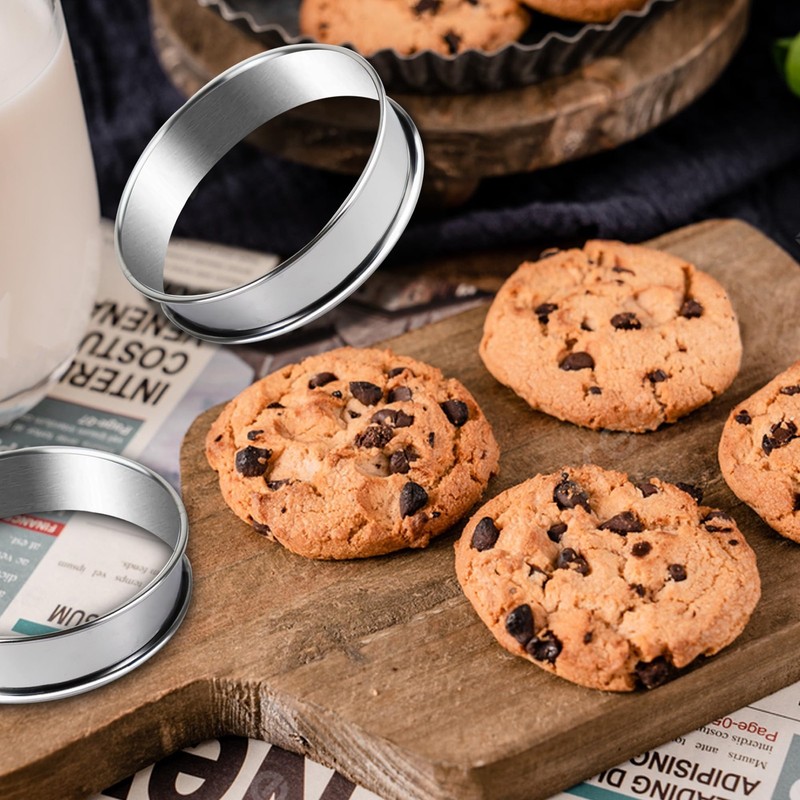 6PCS 4 English Muffin Rings, Double Rolled Stainless Steel, Crumpet, Tart Mold gallery