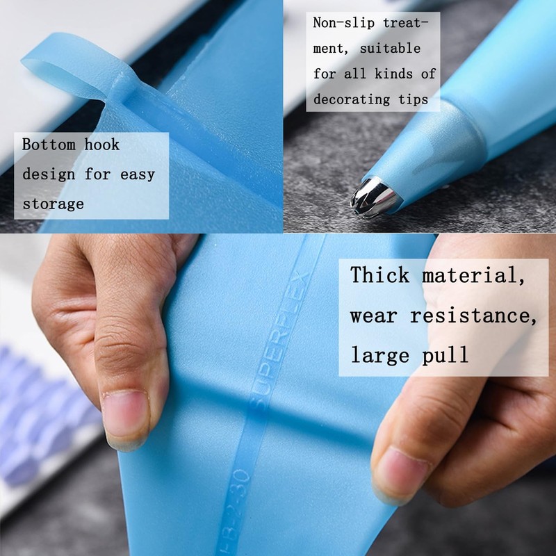 Reusable Piping Bags and Tips Set Silicone Pastry Bags 3X 12’’+14’’+16’’ wit... gallery