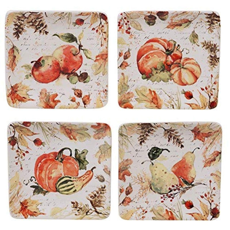 Certified International Harvest Splash 6″ Square Canape Large, Multicolor