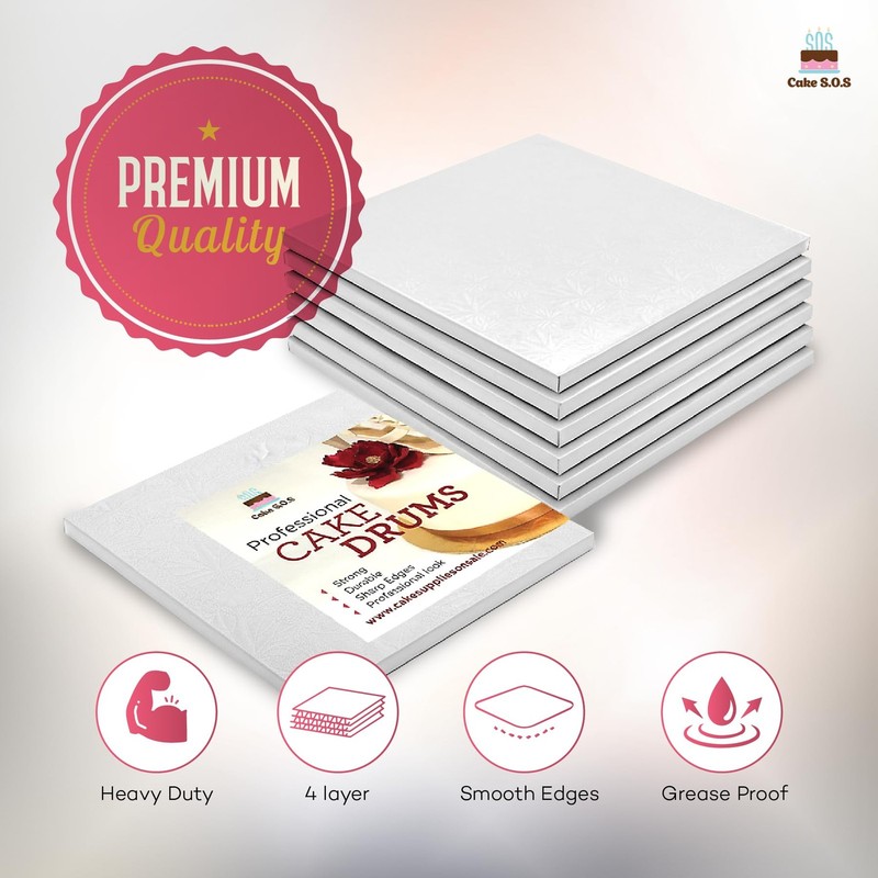 14"x10" White Rectangle Sturdy Cake Board Drums for Displaying Cakes, 1/2 inc... gallery