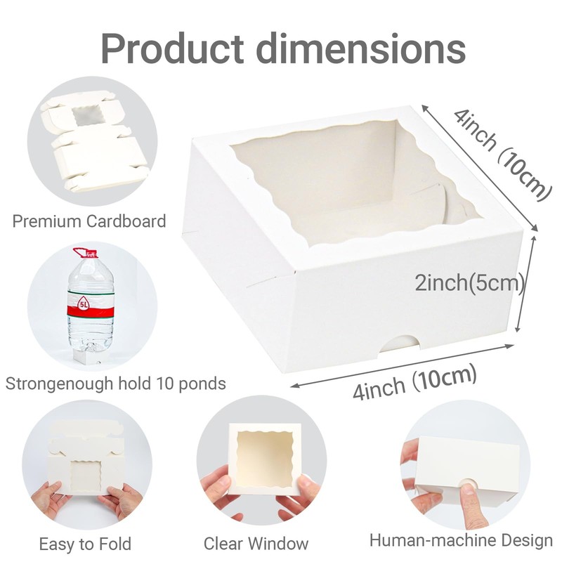 4x4x2 Food-Safe Elegant White Bakery Boxes Multi-Use Pastry & Treat Packaging gallery