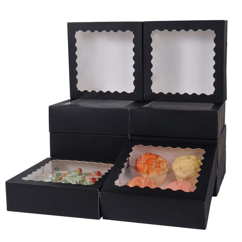 36 pcs 10x10x2.5 Inches Cake Box with Window, Bakery Pastry Cookie Boxes, Min…