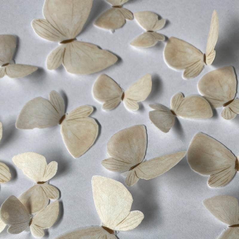Nude Coloured Pre-cut Edible Wafer Butterflies