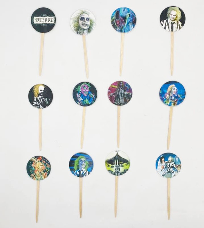 Beetlejuice Cupcake Picks Cake Topper Party Decor Halloween Beetle Juice - 12 p gallery