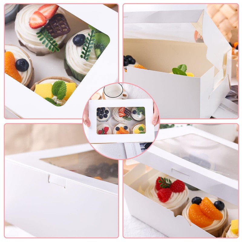 15PCS White Cupcake Containers Boxes with Window Holding 90 Pastry Box for Bi... gallery