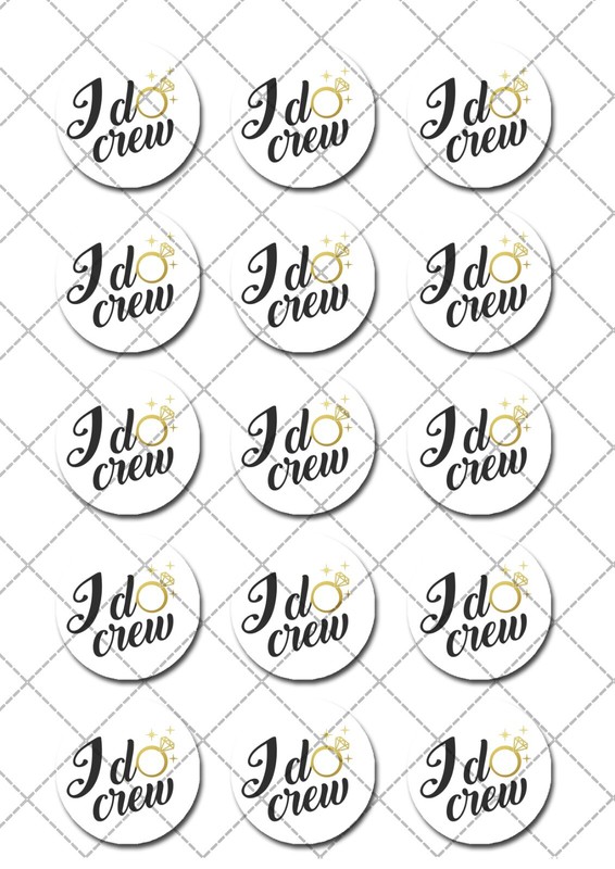 I Do Crew Hens Bachelorette Pre-cut Edible Cupcake or Cookie Toppers gallery