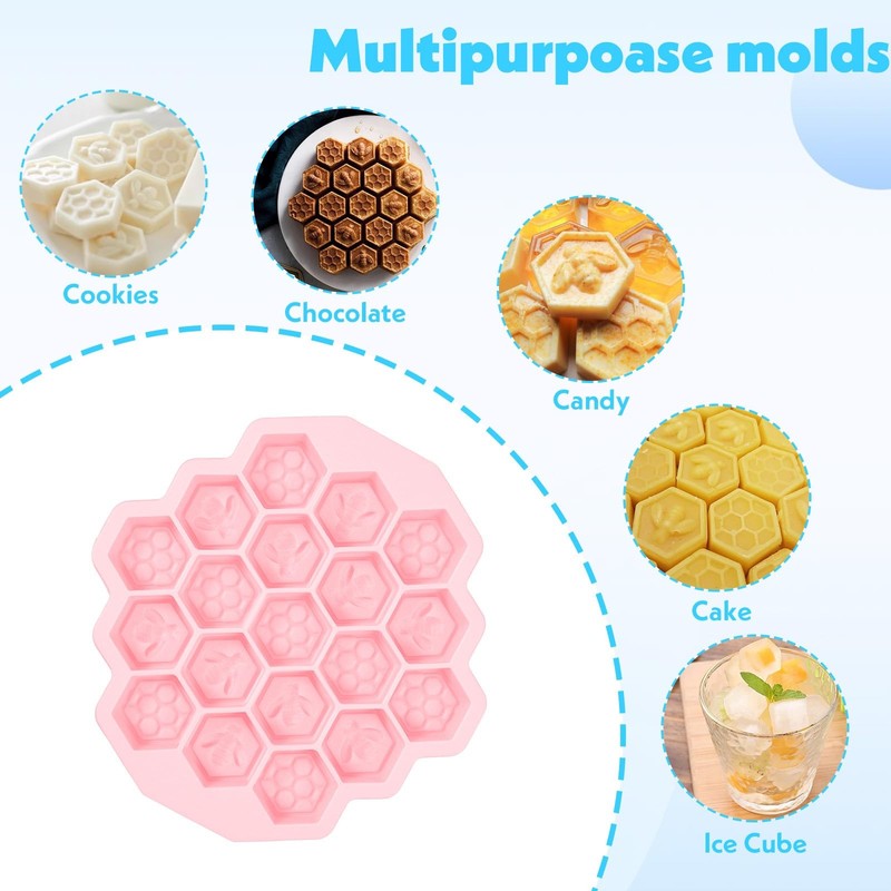 Versatile Honey Comb Silicone Mold, 19 Cavity Bee Silicone Honeycomb Mold for... gallery