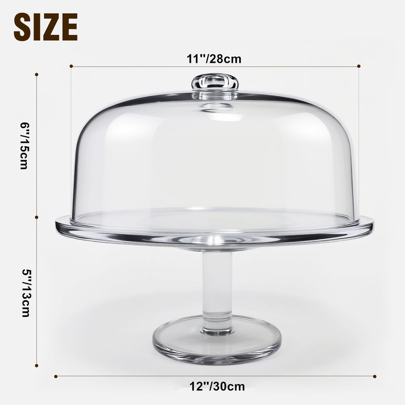 Acrylic Cake Stand with Dome 12 Inch Clear Rotating Cake Display Spinner Hold... gallery