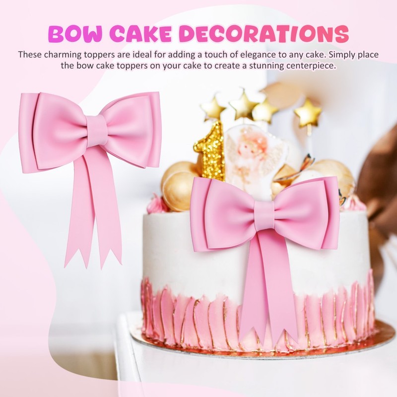 2 Pcs Bow Party Cake Decorations Bows for Themed Cupcake Toppers gallery