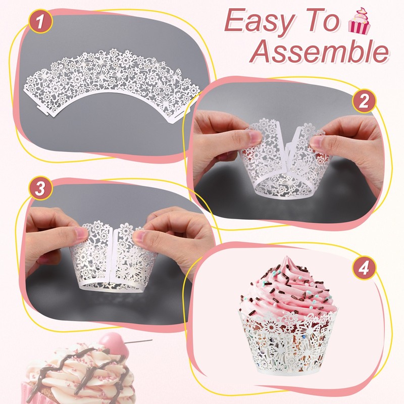 50-Pack Floral Cupcake Liners for Wedding Party Decoration[Light Blue] gallery