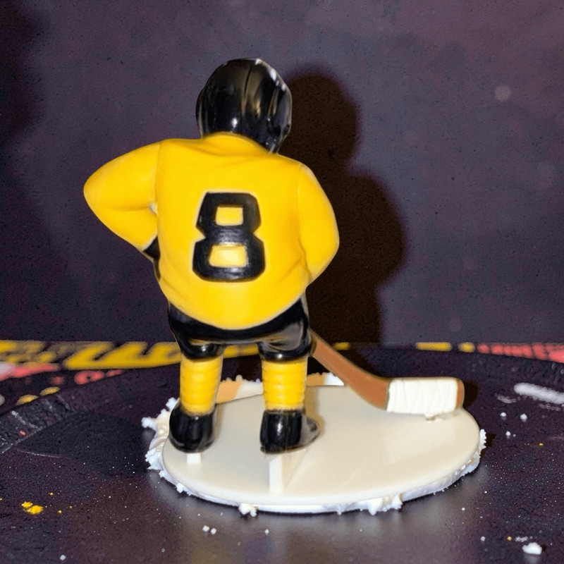 Kids Hockey Forward Figure Black Yellow Uniform Player & Puck Cake Toppers B23 gallery