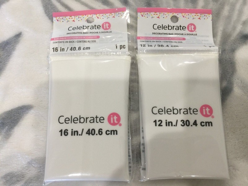 Lot of 2 New Celebrate IT Reusable Bakeware Decorating Icing Bag 12″, 16″ New