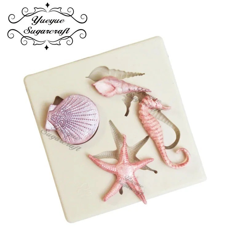 Marine Silicone Mould Seashells Sugarcraft Mermaid Starfish Cake Deco Mold gallery