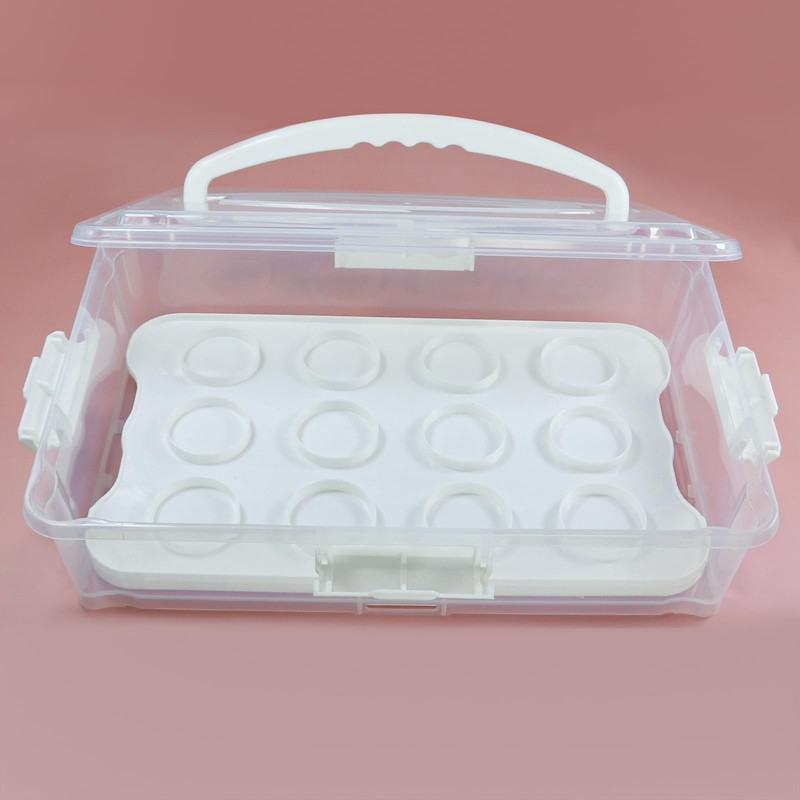 1 PCS White Plastic Cake Cupcake Carrier Holder Portable Storage Container gallery