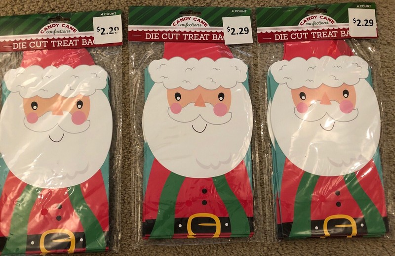 Lot Of 12-Die-Cut Santa Christmas Cookie Bags In 3- 4 Packs 3.25” x 8.5” x 5.15”